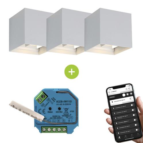Smart LED Cube Wandlamp 6W DIMBAAR IP65 WIT 3 stuks HUE, Huis en Inrichting, Lampen | Losse lampen, Ophalen of Verzenden