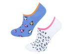 2 paar meisjes Footies - Leopard - Blauw/Wit, Verzenden, Nieuw