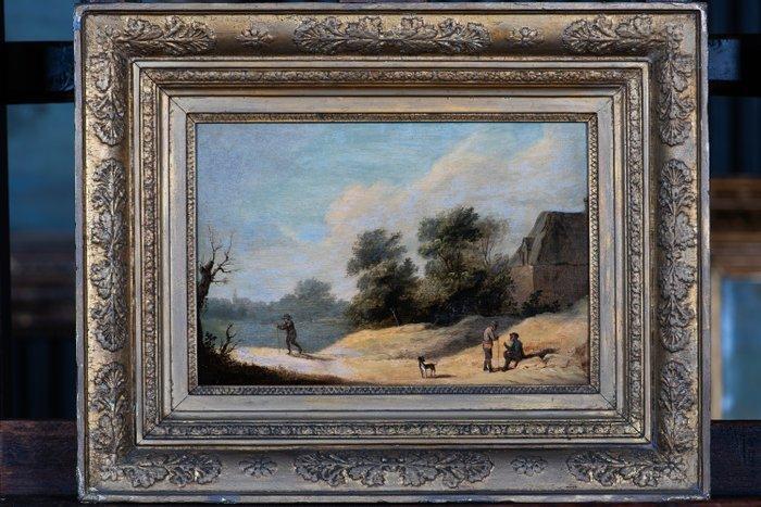 Vlaamse School (XVII) - Landweg met Wandelaars en Hondje (NO, Antiek en Kunst, Kunst | Schilderijen | Klassiek