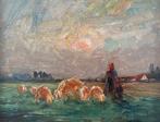 Armand Jamar (1870-1946) - Boeren met hun varkens in de wei, Antiek en Kunst