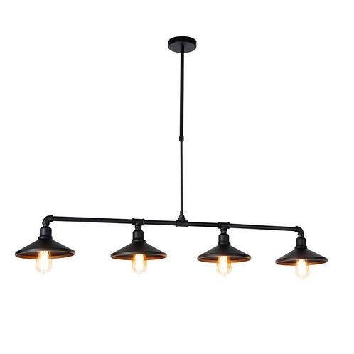 Industriële hanglamp zwart 4-lichts - Laser, Huis en Inrichting, Lampen | Hanglampen, Nieuw, Overige materialen, 75 cm of meer