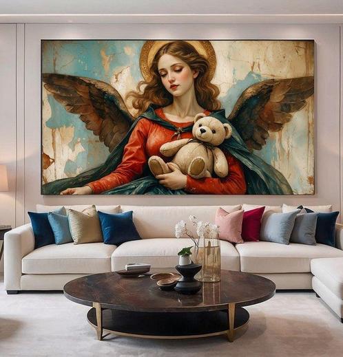 LuisonArt - Angelo Custode con Orsacchiotto - AI - XXL, Antiek en Kunst, Kunst | Schilderijen | Modern