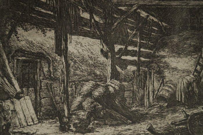 Adriaen Van Ostade (1610-1685) - The Barn, Antiek en Kunst, Antiek | Overige Antiek