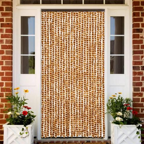 vidaXL Vliegengordijn 100x200 cm chenille okerkleurig en wit, Huis en Inrichting, Stoffering | Gordijnen en Lamellen, Nieuw, Verzenden