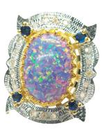 Zonder Minimumprijs - Ring - 9 kt. Geel goud, Zilver Opaal -, Sieraden, Tassen en Uiterlijk, Ringen, Nieuw