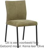 Set van 8 Lichtblauwe leren moderne eetkamerstoelen - poot v, Huis en Inrichting, Stoelen, Overige kleuren, Nieuw, Leer, Ophalen of Verzenden