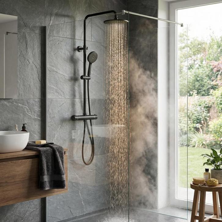 Complete Doucheset Thermostaatkraan | 20cm Regen | OP=OP!, Doe-het-zelf en Verbouw, Sanitair, Nieuw, Rvs, Douche, Ophalen of Verzenden