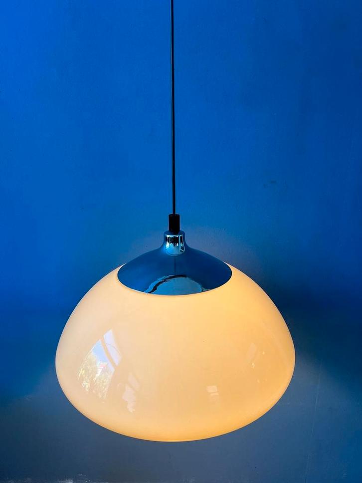 Acrylic Glass Beige Mushroom Pendant Lamp with Chrome Top, Huis en Inrichting, Lampen | Hanglampen, Ophalen of Verzenden