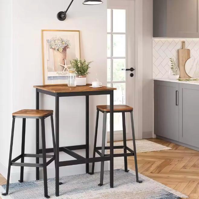 Hoge vierkante bartafel – 60×60×92 cm met stalen frame, Huis en Inrichting, Tafels | Bijzettafels, Nieuw, Verzenden