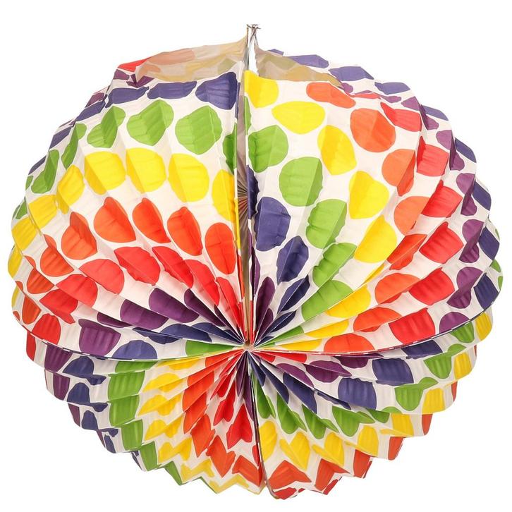 Lampion gekleurde stippen 26 cm - Lampionnen, Hobby en Vrije tijd, Feestartikelen, Ophalen of Verzenden