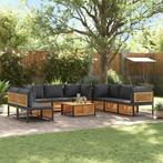 vidaXL 9-delige Loungeset met kussens massief acaciahout, Tuin en Terras, Verzenden, Nieuw, Hout, Loungeset