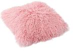 Luxe Mongools Bont Kussensloop - Suède met Leren Achterkant, Verzenden, Nieuw, Roze