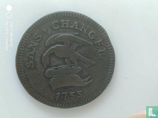 Man (Isle of Man) - Man 1 penny 1733 (koper), Postzegels en Munten, Munten | Europa | Niet-Euromunten, Losse munt, Overige landen