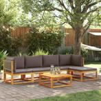 vidaXL 6-delige Loungeset met kussens massief acaciahout, Verzenden, Nieuw, Hardhout, Loungeset