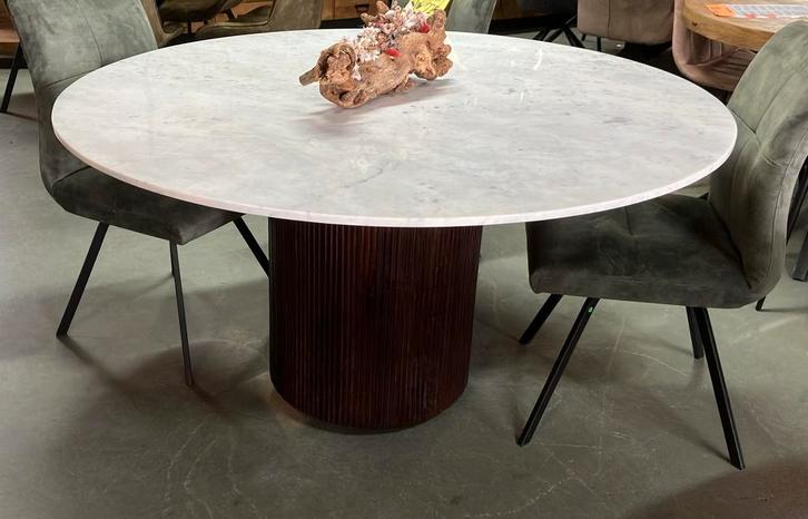 NIEUW! Ronde eettafel natuursteen marmer blad – Ø120/Ø140, Huis en Inrichting, Tafels | Eettafels, 100 tot 150 cm, 100 tot 150 cm