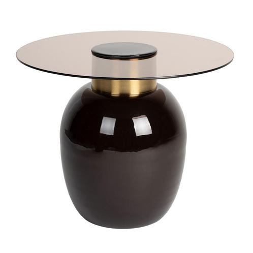 *WOONWINKEL* Ronde Salontafel Emaille Rookglas S, Huis en Inrichting, Tafels | Salontafels, Nieuw, Verzenden