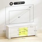 TV-kast Met LED-verlichting, 2 Kastdeuren, Glazen Plank, Kab, Verzenden, Nieuw