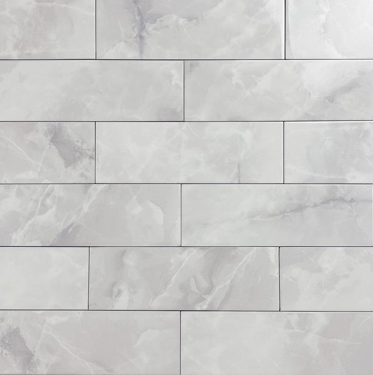 Wandtegel onix marmer smoke licht grijs glans 10x30, Doe-het-zelf en Verbouw, Tegels, Wandtegels, Nieuw, 10 m² of meer, Keramiek