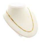 Bicolor gouden Figaro schakel ketting | 45,5 cm, Ophalen of Verzenden, Gebruikt, Overige kleuren, Goud