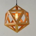 Houten Design Hanglamp, E27 Fitting, 40x40cm, Naturel