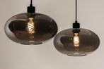 Rietveld Hanglampen - Zwart, Grijs - Glas, Metaal, Huis en Inrichting, Lampen | Hanglampen, Verzenden, Nieuw