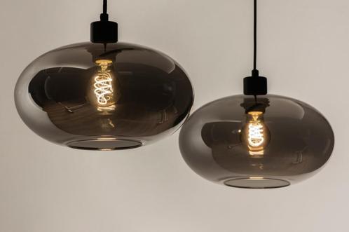 Rietveld Hanglampen - Zwart, Grijs - Glas, Metaal, Huis en Inrichting, Lampen | Hanglampen, Verzenden