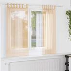 vidaXL Gordijnen met lussen 2 st 140x140 cm zand, Verzenden, Nieuw, Bruin