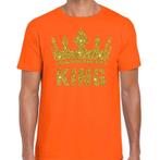 Oranje King gouden glitter kroon t-shirt heren - Koningsda.., Ophalen of Verzenden, Nieuw