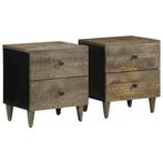 vidaXL Nachtkastjes 2 st 40x33x46 cm massief mangohout, Huis en Inrichting, Verzenden, Nieuw, Hout