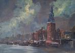 Jan Kelderman (1914-1990 ) - Havengezicht in de avond, Antiek en Kunst, Kunst | Schilderijen | Klassiek