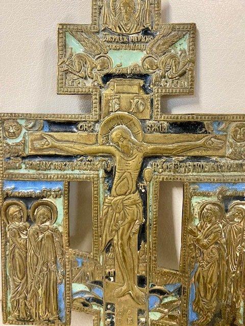 Kruis - Emaille, Messing - 1850-1900, Antiek en Kunst, Kunst | Niet-Westerse kunst