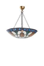 GebrandSchilderde Hanglamp, Sfeerverlichting, Glazen Schaal, Gebruikt, Ophalen of Verzenden, 75 cm of meer, Glas