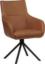 Cognac leren industriële draaibare eetkamerstoel - Rancho Le, Huis en Inrichting, Stoelen, Overige kleuren, Nieuw, Leer, Ophalen of Verzenden