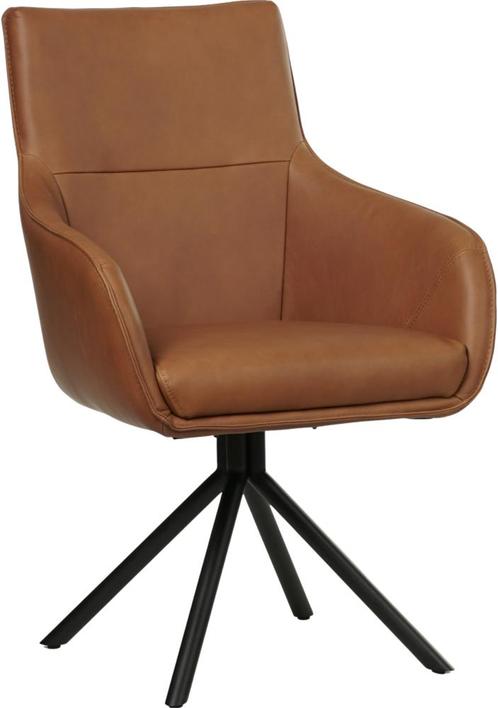 Cognac leren industriële draaibare eetkamerstoel - Rancho Le, Huis en Inrichting, Stoelen, Eén, Overige kleuren, Nieuw, Leer, Ophalen of Verzenden