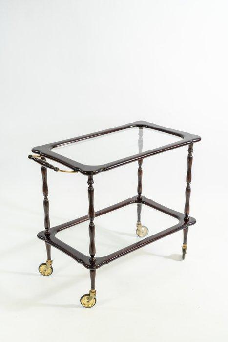 Serveerwagen - Kristal, Mahonie - Italiaanse barwagen uit de, Antiek en Kunst, Curiosa en Brocante