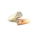Bicolour gouden slagring met diamant 14 krt, Sieraden, Tassen en Uiterlijk, Ringen, Verzenden, Zo goed als nieuw, Wit, Goud