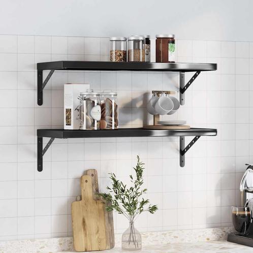 vidaXL Wandschappen 2 st 75x30x3 cm roestvrijstaal zwart, Huis en Inrichting, Woonaccessoires | Wandplanken en Boekenplanken, Nieuw