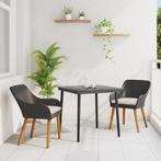 vidaXL 3-delige tuin diningset zwart poly riet, Verzenden, Nieuw, Metaal