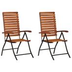 vidaXL 2 st Tuinstoelen verstelbaar massief acaciahout, Tuin en Terras, Tuinstoelen, Verzenden, Nieuw, Hout