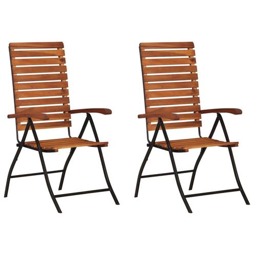 vidaXL 2 st Tuinstoelen verstelbaar massief acaciahout, Tuin en Terras, Tuinstoelen, Nieuw, Hout, Verzenden