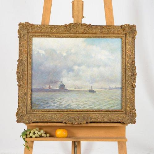 Anthonie Pieter Schotel (1890-1958) - Stoomboten op zee, Antiek en Kunst, Kunst | Schilderijen | Klassiek