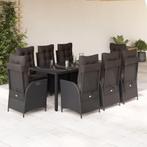 vidaXL 9-delige Tuinset poly rattan zwart, Tuin en Terras, Nieuw, 8 zitplaatsen, Tuinset, Verzenden