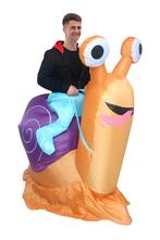 KIMU® Opblaas Kostuum Zittend Op Slak Opblaasbaar Pak Slakke, Carnaval, Nieuw, Overige maten, Ophalen of Verzenden