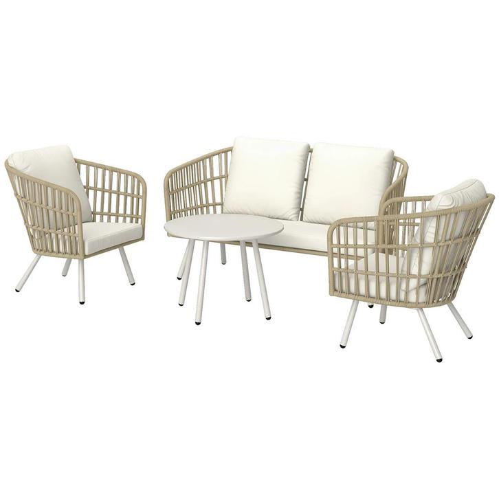 TRUUSK Polyrattan Tuinmeubelset - 2-zits Sofa Stoel Tafel -, Tuin en Terras, Overige Tuin en Terras, Nieuw, Verzenden