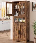 Hoge Badkamerkast 170 cm – Bruin met Verstelbare Planken, Verzenden, Nieuw