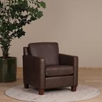 Direct meenemen | Bruine leren fauteuil | bruin leer | NIEUW, Huis en Inrichting, Fauteuils, Nieuw, Ophalen of Verzenden, Landelijk