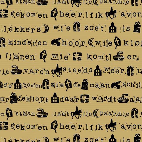 Inpakpapier Sinterklaas Stempel Zwart - Breedte 50 cm - m, Diversen, Sinterklaas, Nieuw, Ophalen of Verzenden