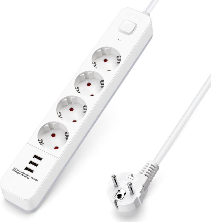 Aigostar 20BW4 - Stekkerdoos met Schakelaar - 4-voudig - 3 U, Computers en Software, Printerbenodigdheden, Nieuw, Verzenden