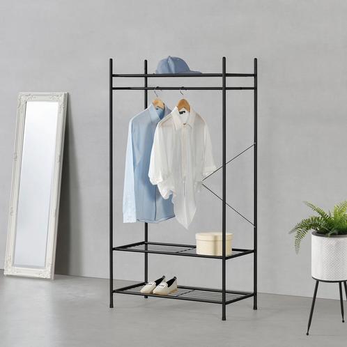 Kledingkast open kast zwart met 3 planken 150x80x40 cm, Huis en Inrichting, Kasten | Kledingkasten, Nieuw, Verzenden