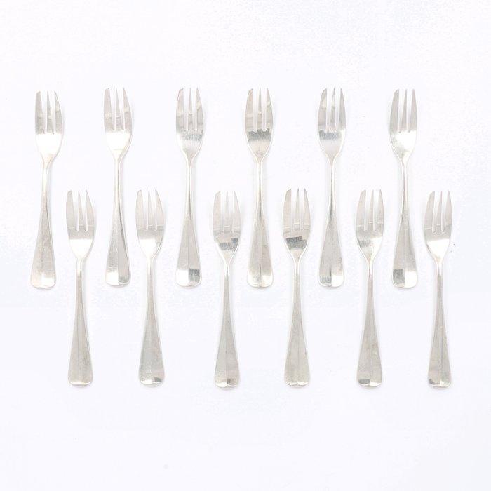 Zilverfabriek Voorschoten - Haags Lofje - Taartvork (12) -, Antiek en Kunst, Antiek | Goud en Zilver